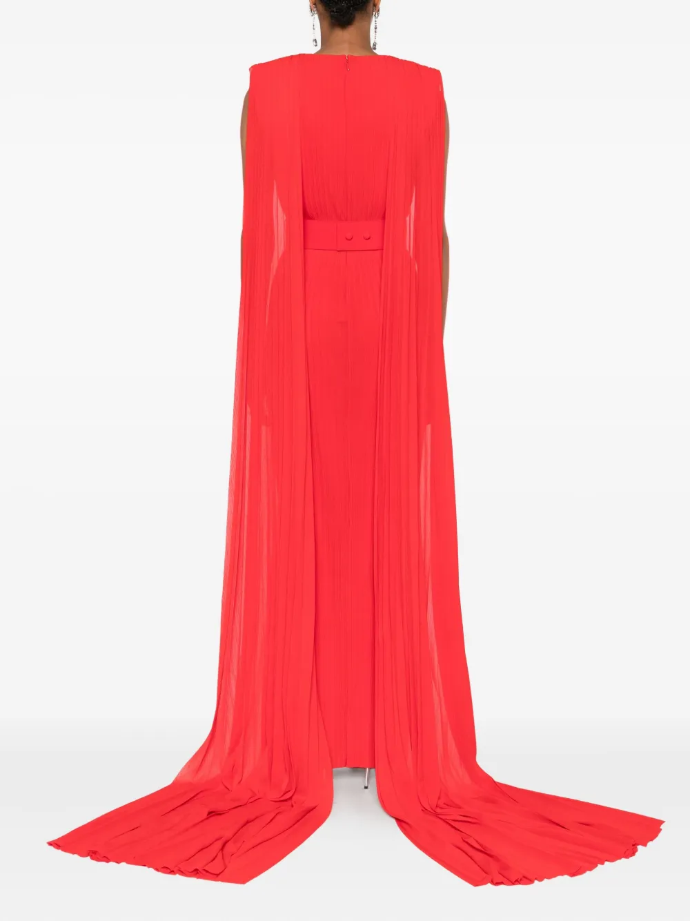 Solace London Tavia pleated belted maxi dress Rood