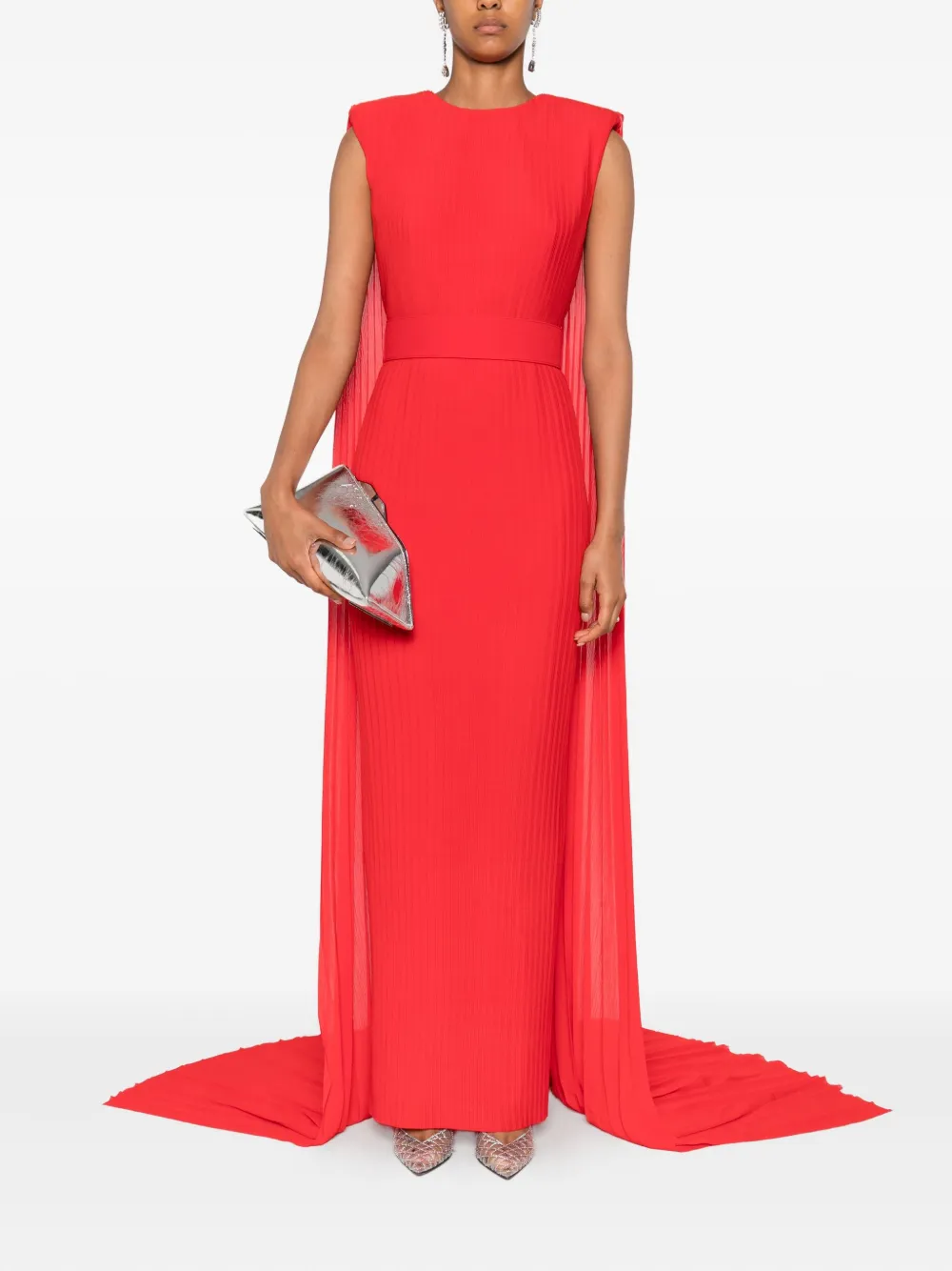 Solace London Tavia pleated belted maxi dress - Rood