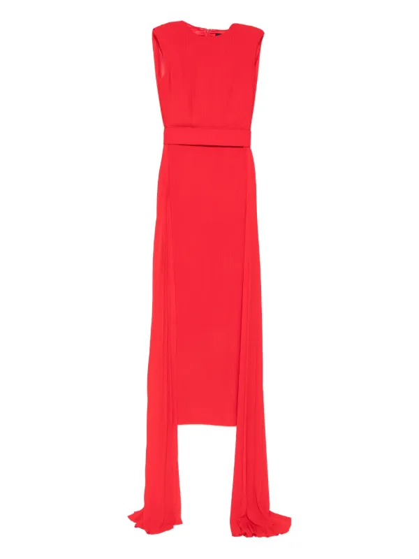 solace london one-shoulder belted maxi dress Solace London Tavia Pleated Belted Maxi Dress