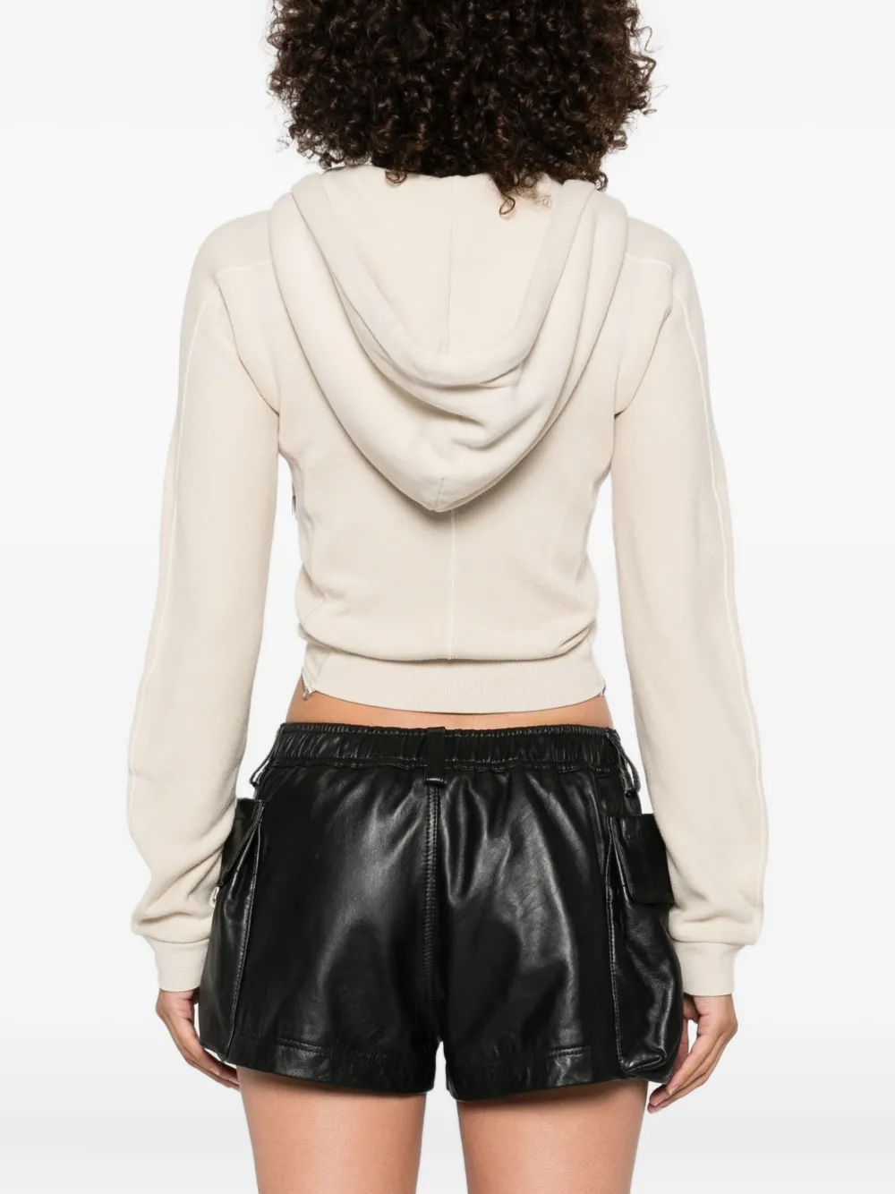 R13 Cropped hoodie met rits Beige