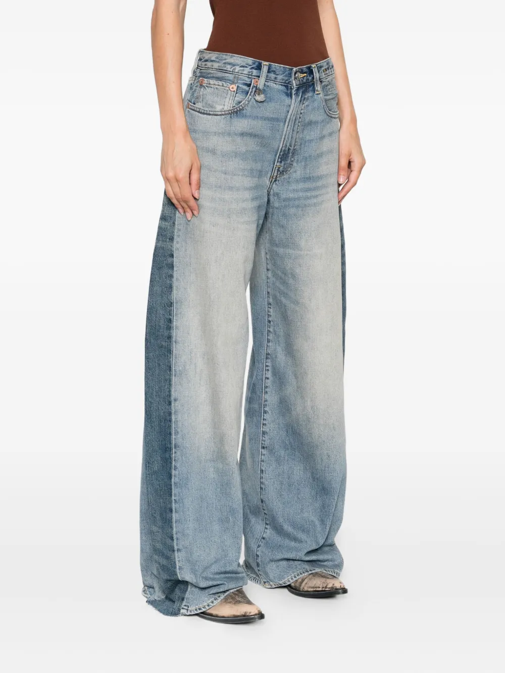R13 Jeans met wijde pijpen Blauw