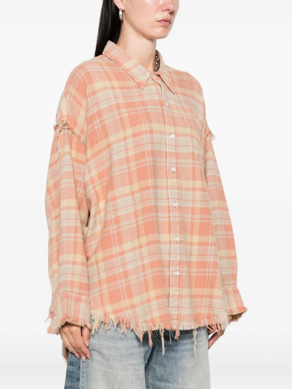 R13 Geruit katoenen blouse Oranje