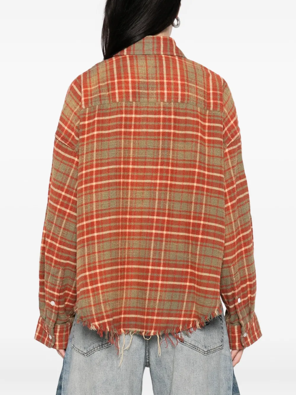 R13 Geruite blouse met franje Rood