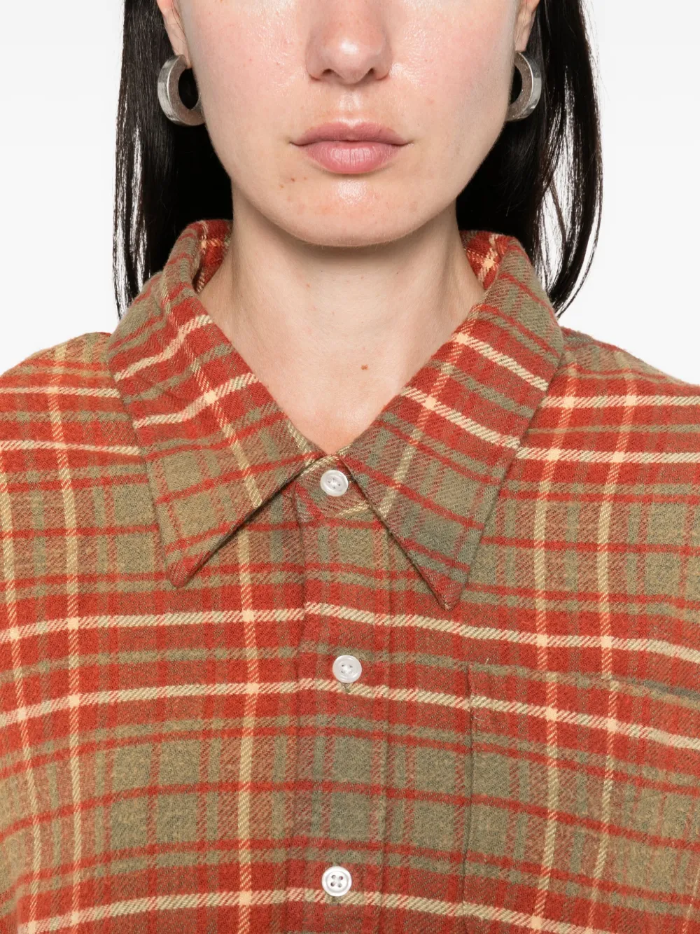 R13 Geruite blouse met franje Rood
