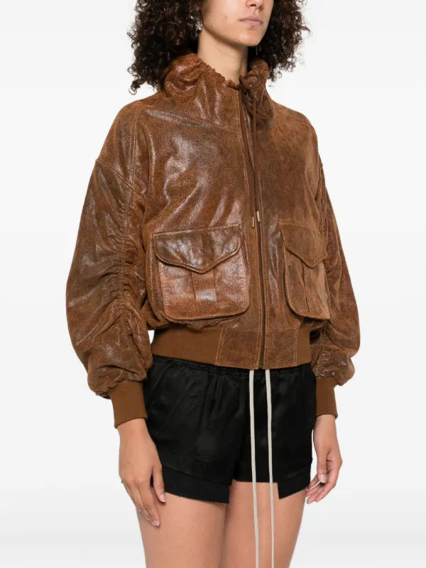 R13 Leather Bomber Jacket | Brown | FARFETCH