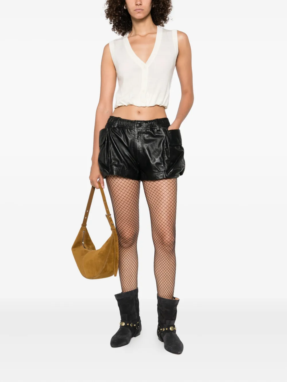 R13 Cropped top Beige