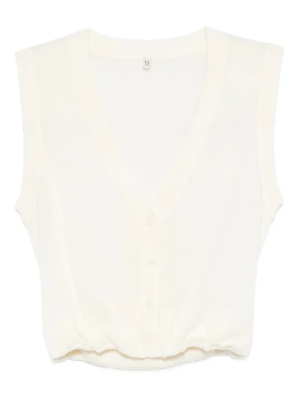 R13 V-neck Cropped Vest in Neutrals