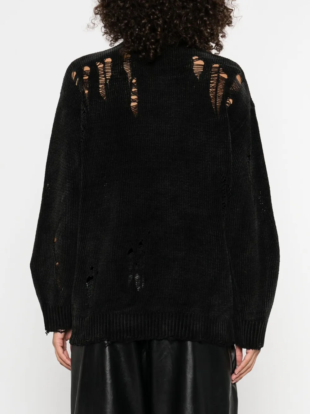 R13 raw-cut fine-knit cardigan Zwart