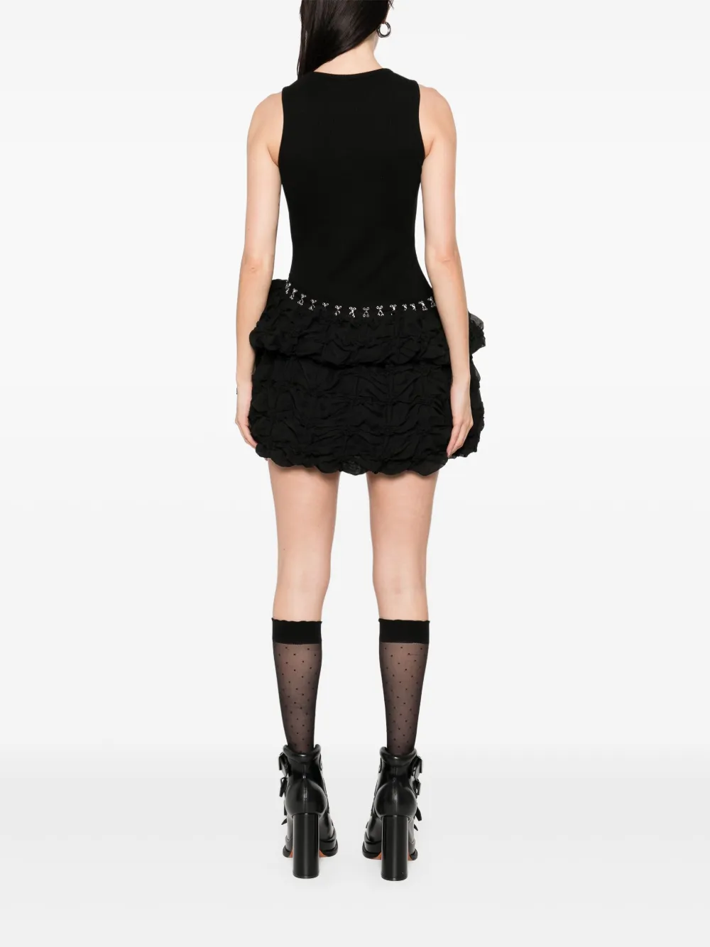 Shop Rokh Broken Mini Dress In 黑色