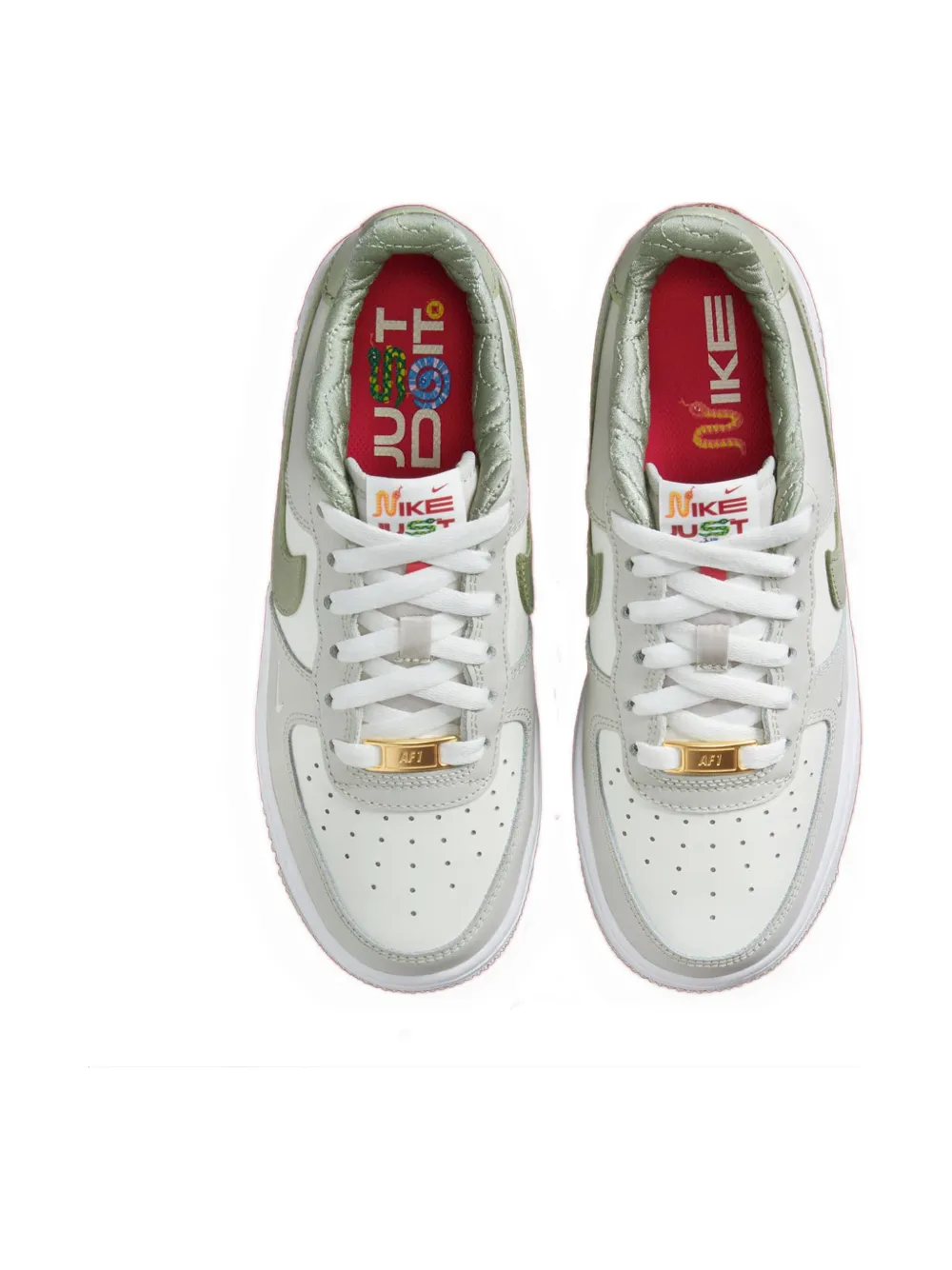 Nike Kids Air Force 1 Low "Year of the Snake Sail White Light Bone Olive Aura" sneakers