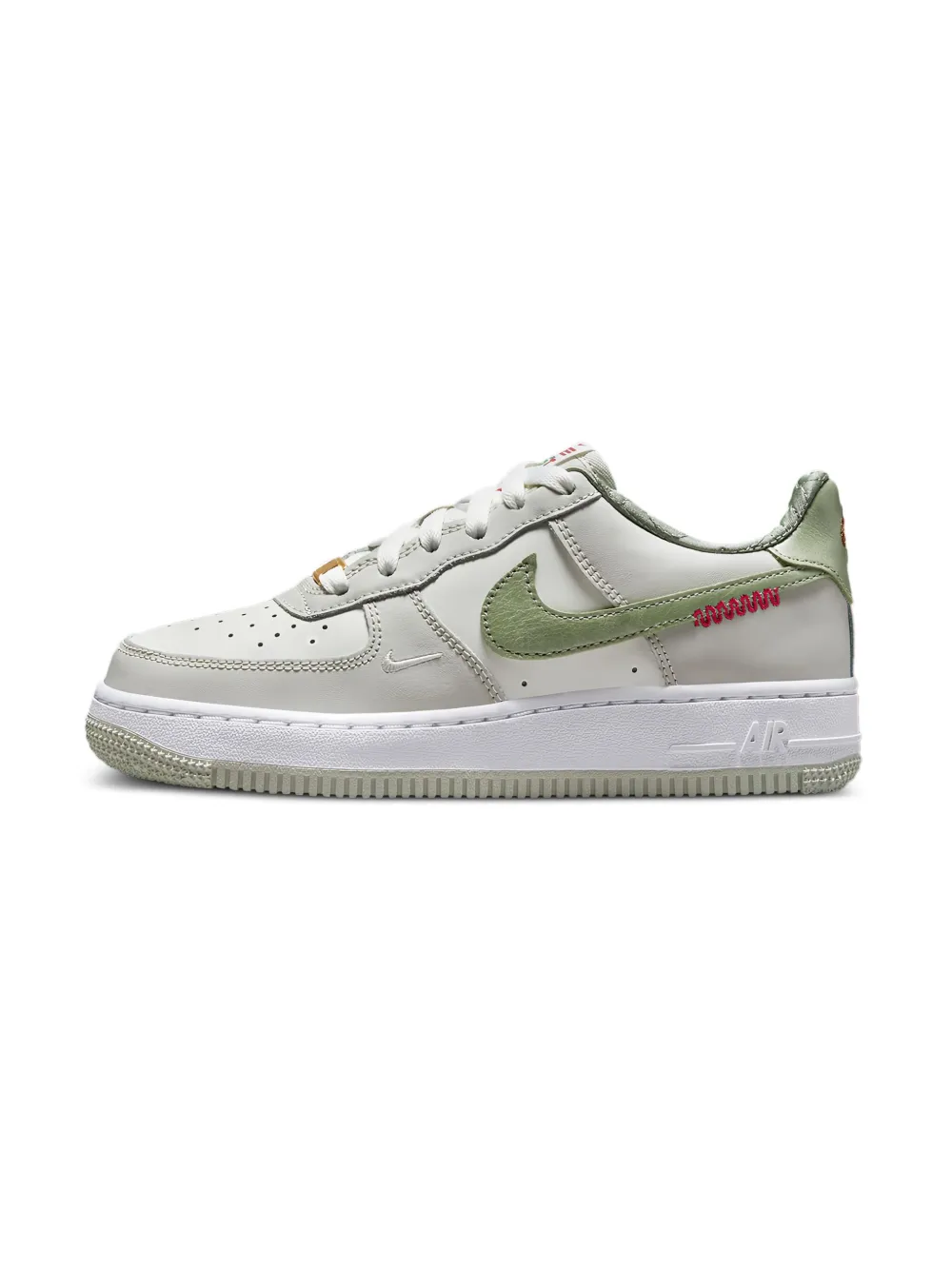 Nike Kids Air Force 1 Low "Year of the Snake Sail White Light Bone Olive Aura" sneakers