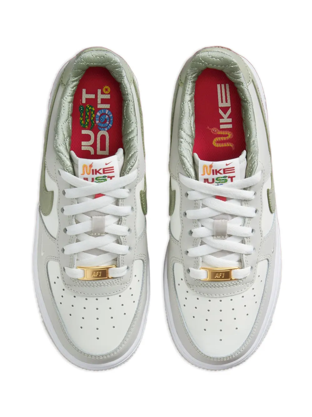 Nike Kids Air Force 1 Low "Year of the Snake Sail White Light Bone Olive Aura" sneakers Wit