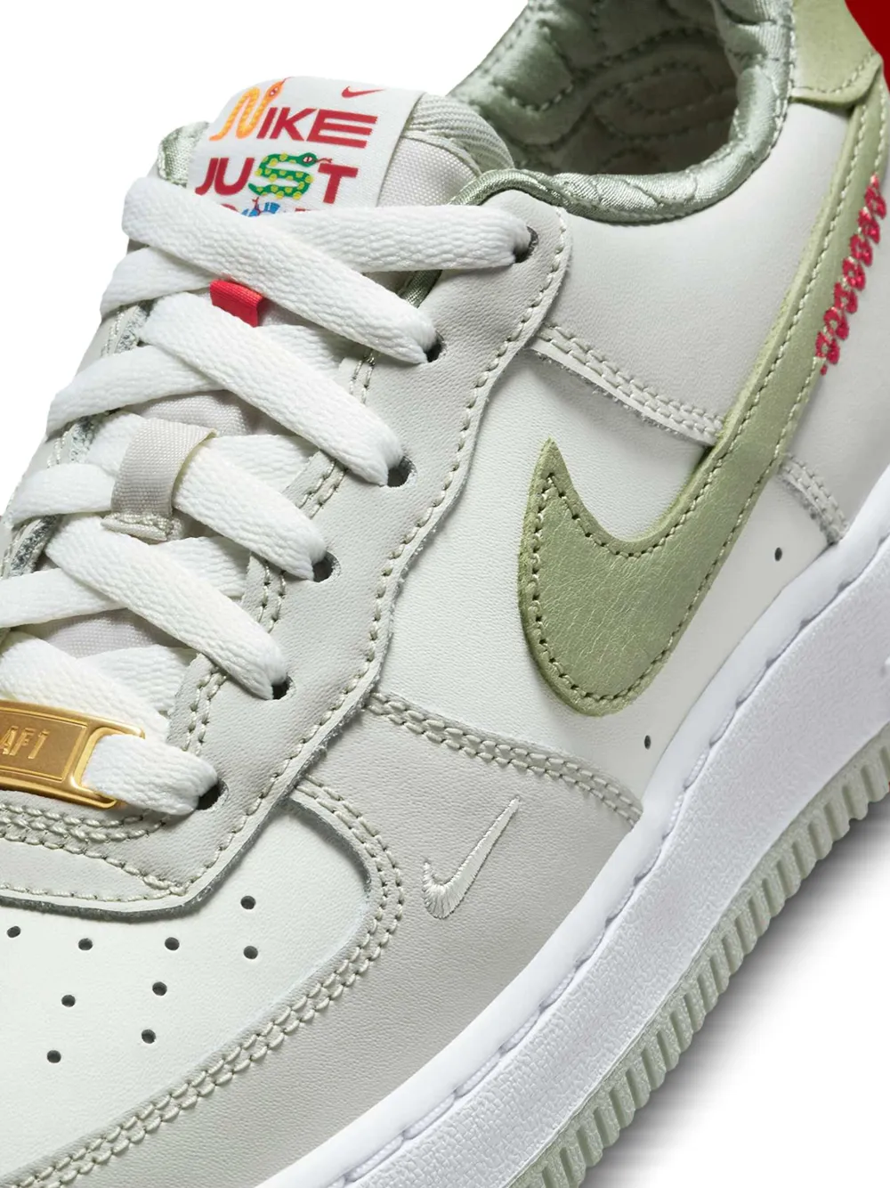 Nike Kids Air Force 1 Low "Year of the Snake Sail White Light Bone Olive Aura" sneakers Wit