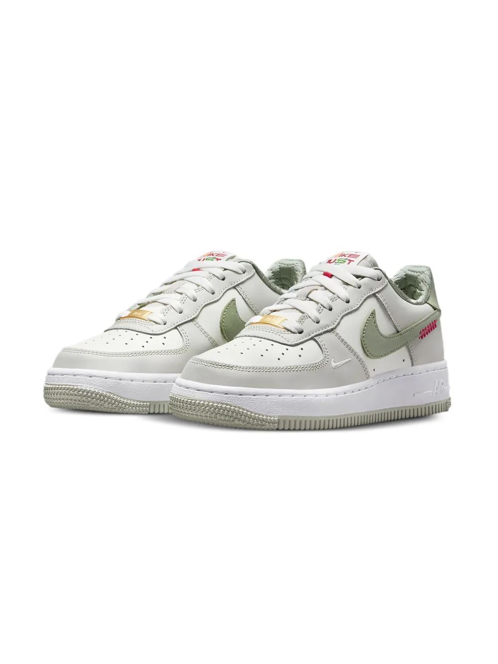 Nike Kids Air Force 1 Low "Year of the Snake Sail White Light Bone Olive Aura" sneakers Wit