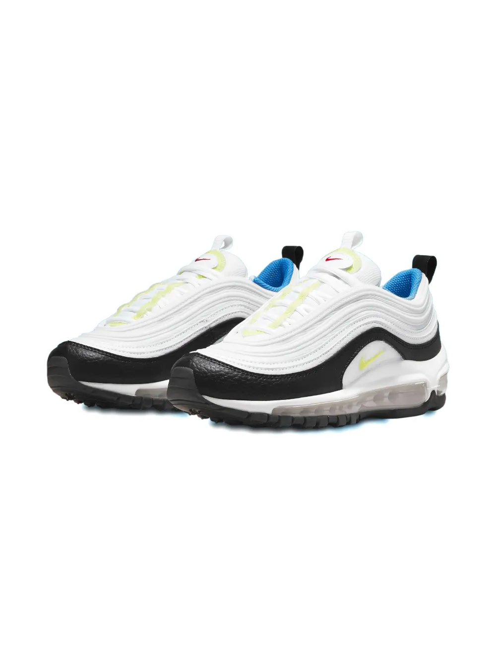 Nike Kids Air Max 97 "Velcro Patch - White/Summit White/Black/Light Lemon Twist" sneakers | Image 2
