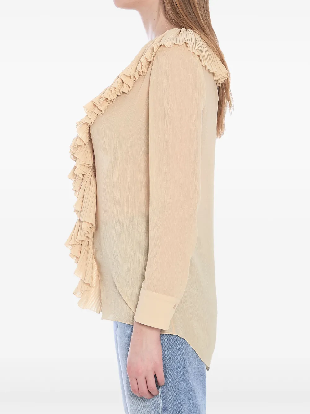 Saint Laurent Shirt met ruches Beige