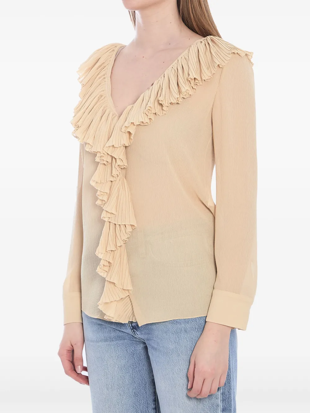 Saint Laurent Shirt met ruches - Beige