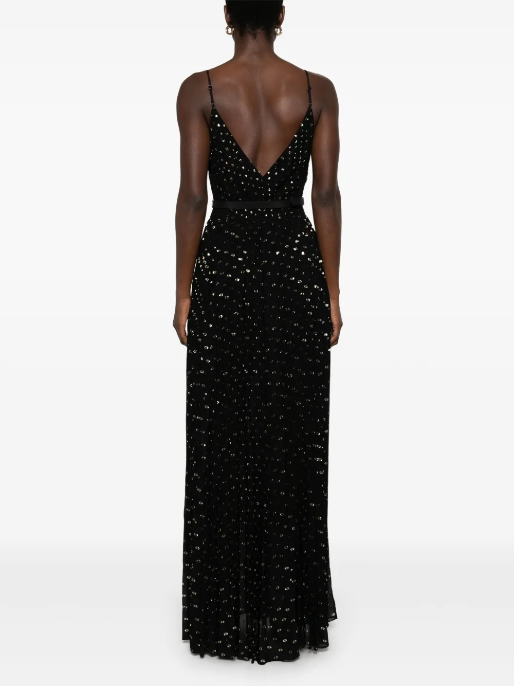 Self-Portrait Chiffon maxi-jurk Zwart