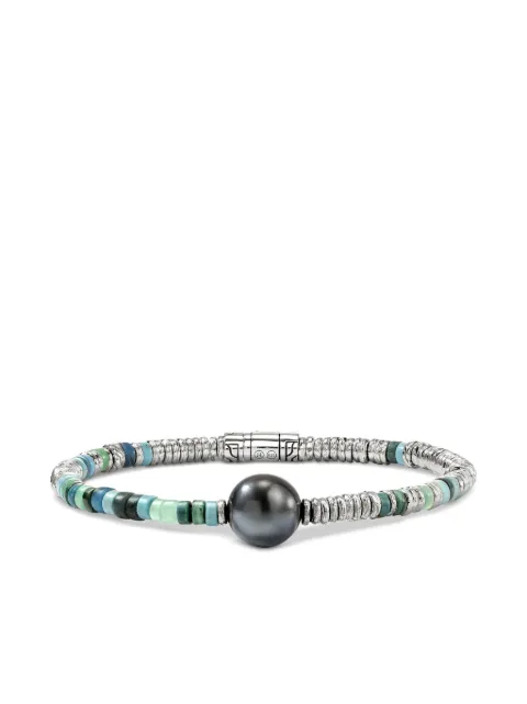 John Hardy sterling silver Heishi turquoise and pearl bracelet