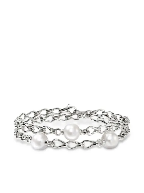 John Hardy sterling silver Surf Wrap pearl bracelet