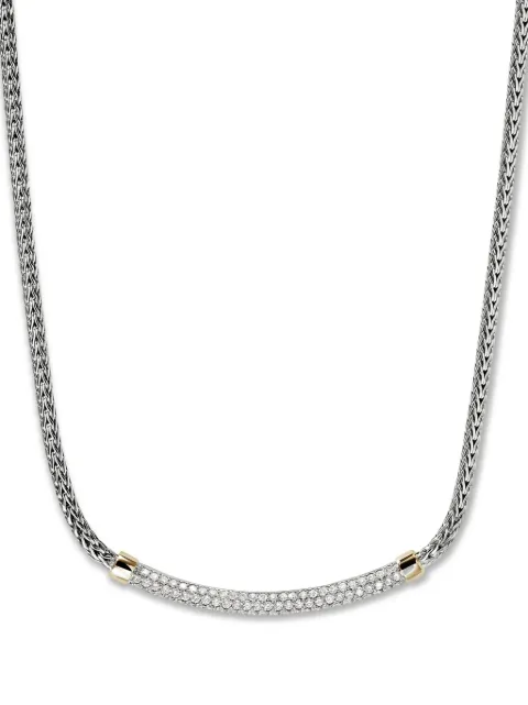 John Hardy 14K yellow gold and sterling silver diamond pavé chain necklace