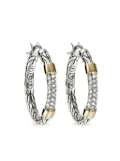John Hardy sterling silver 14k yellow gold chain-link diamond hoop earrings