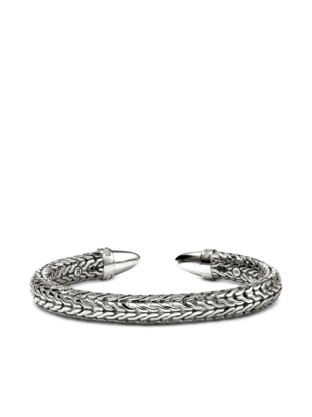 John Hardy Sterling Silver Spear Diamond Pave Flex Cuff Bracelet In Silver