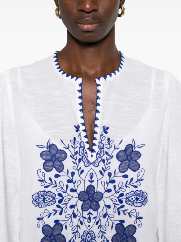 batik embroidered dress Berry Blue 3Pc