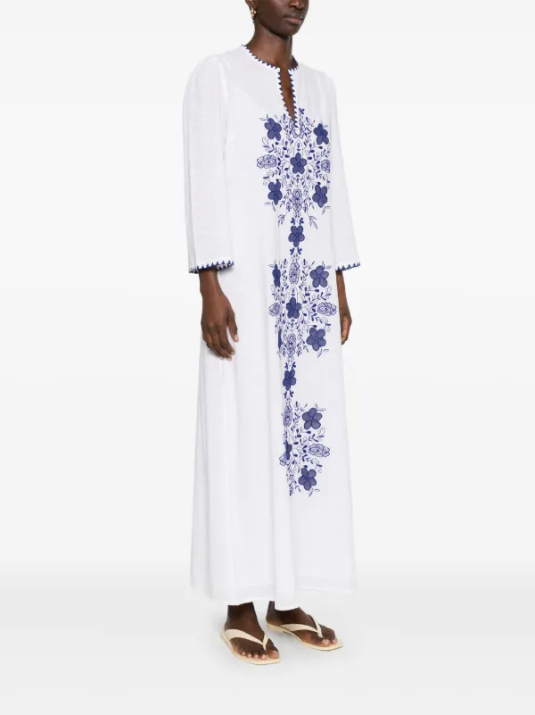 Antik Batik Vahani Embroidered Midi Dress - White