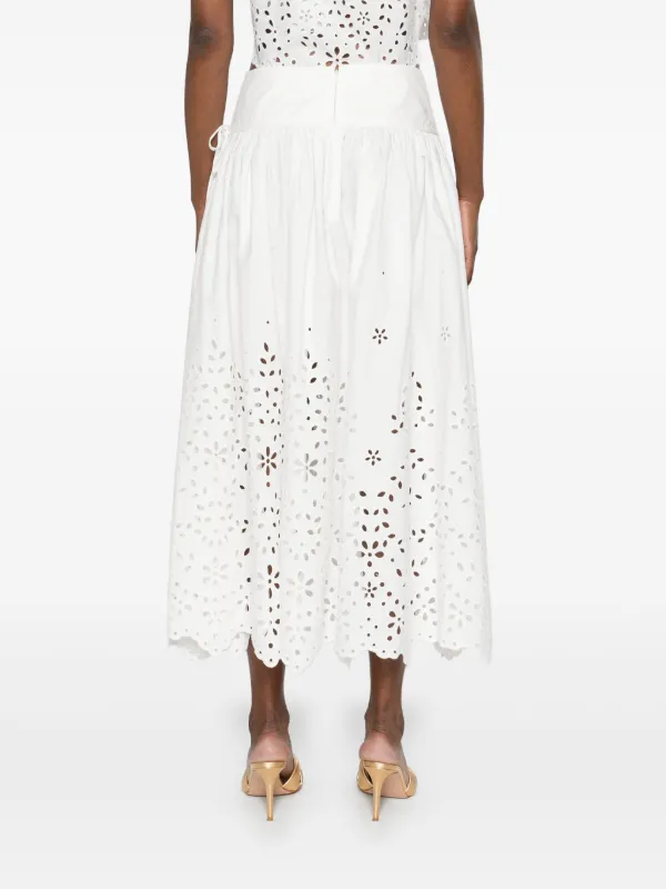 スカート SELF PORTRAIT Embroidered midi skirt Self-Portrait Cotton Embroidered Midi Skirt | White | FARFETCH