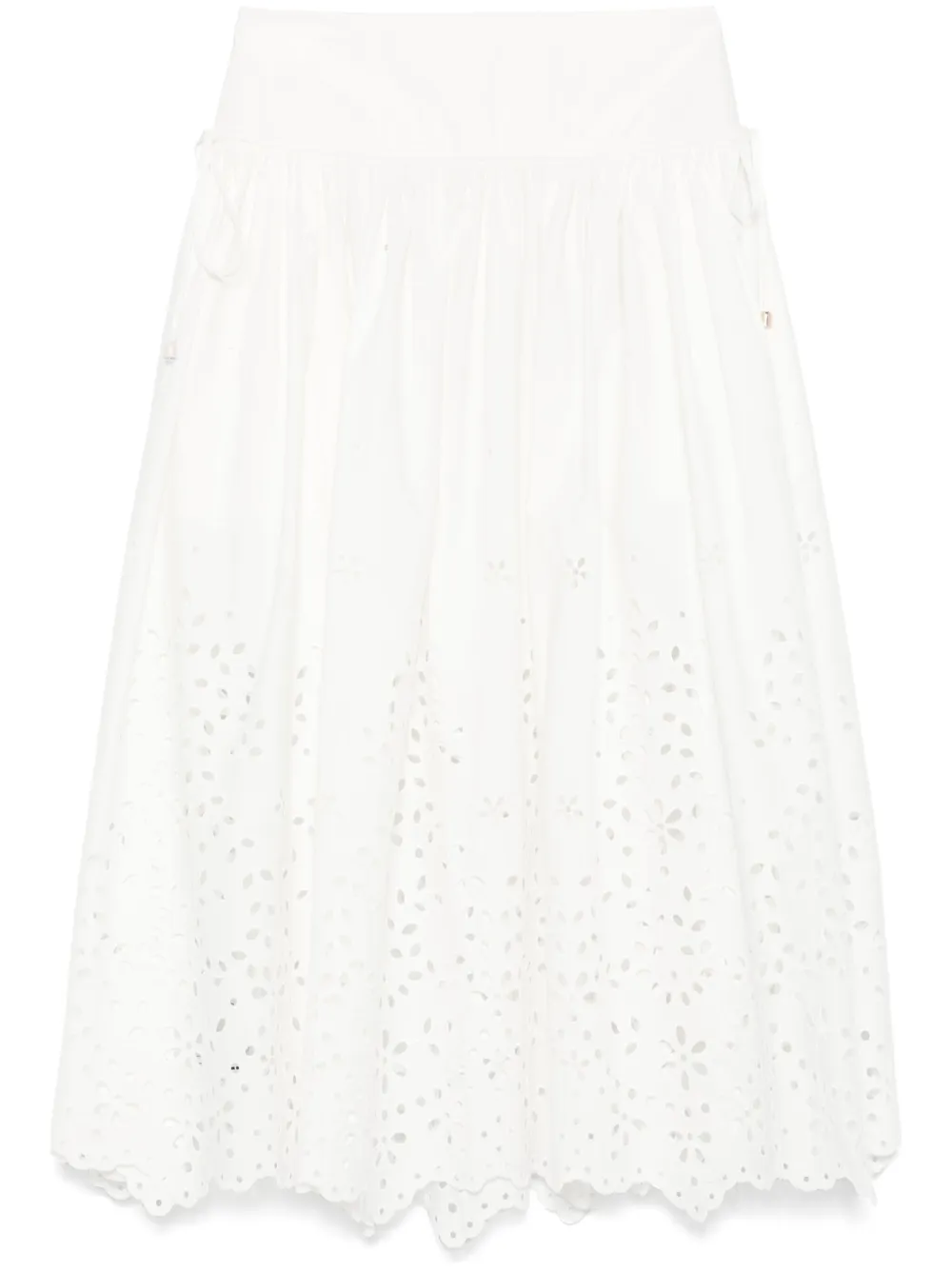 cotton embroidered midi skirt