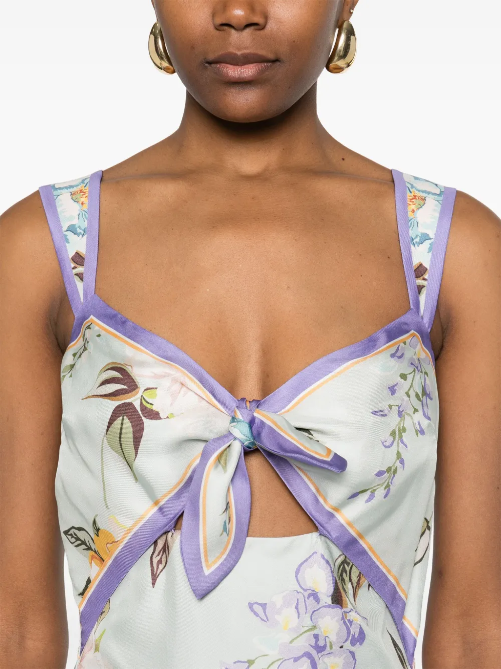 Self-Portrait Midi-jurk met bloemenprint Groen
