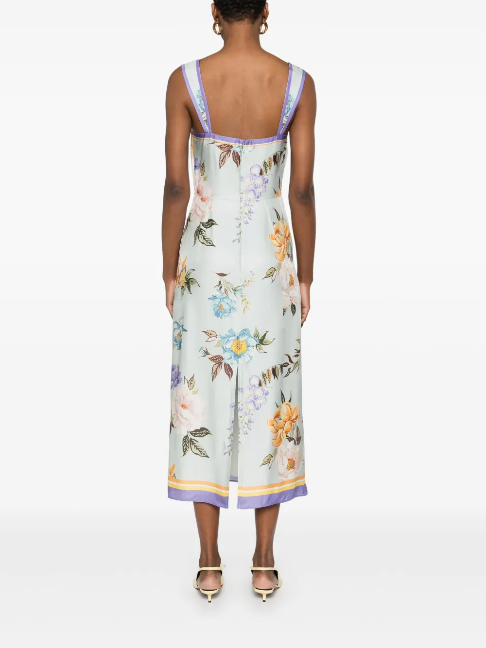 Self-Portrait Midi-jurk met bloemenprint Groen