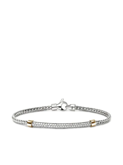 John Hardy 14k yellow gold and sterling silver braided-chain diamond bracelet