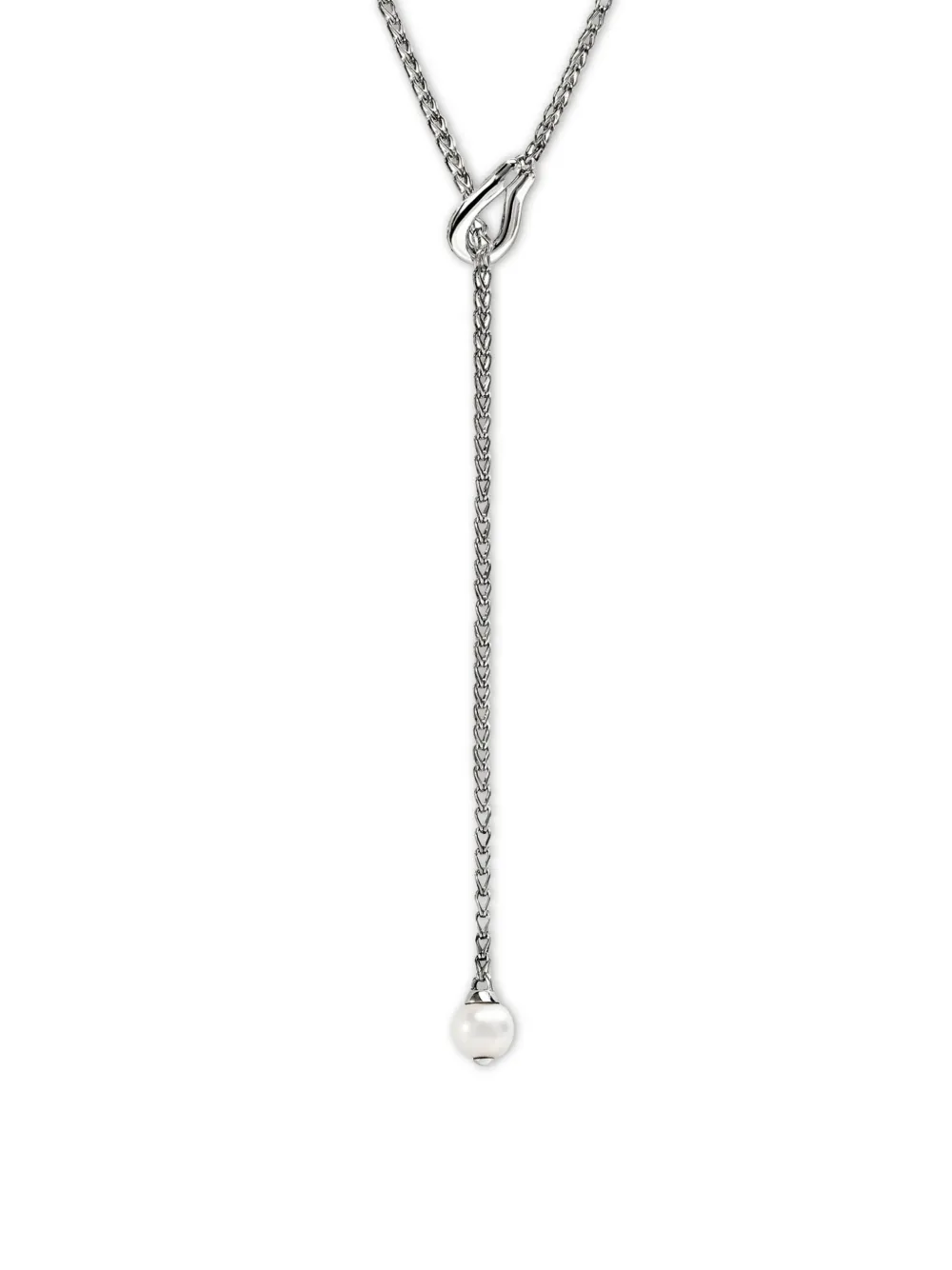 John Hardy Sterling Silver Surf Y Diamond And Pearl Necklace In Silver