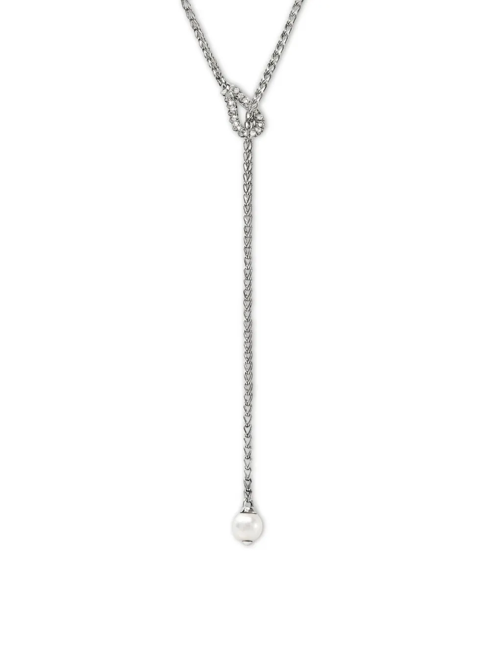 John Hardy Sterling Silver Surf Y Diamond And Pearl Necklace In Silver