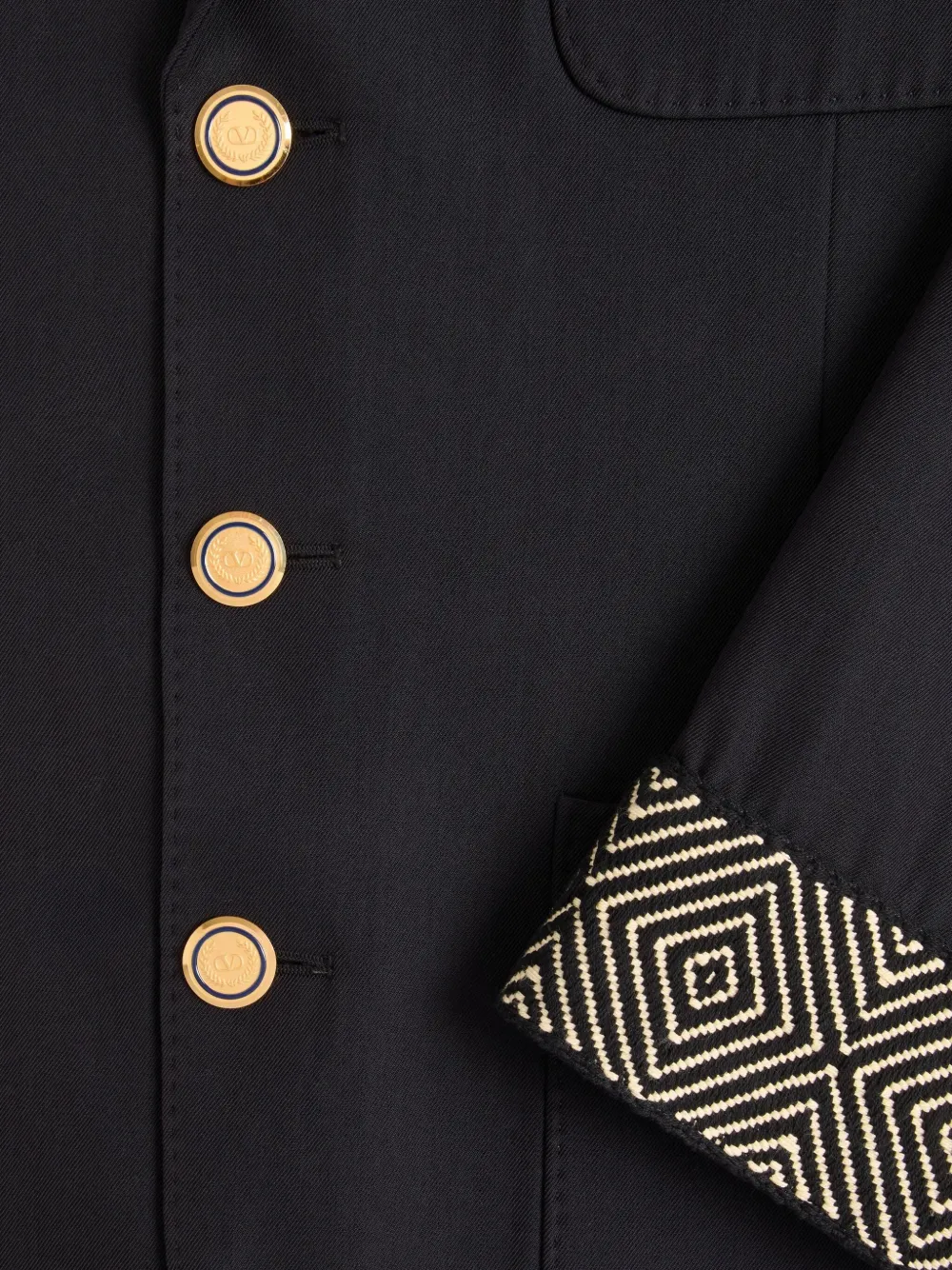 Valentino Garavani Blazer met enkele rij knopen en jacquard afwerking Zwart