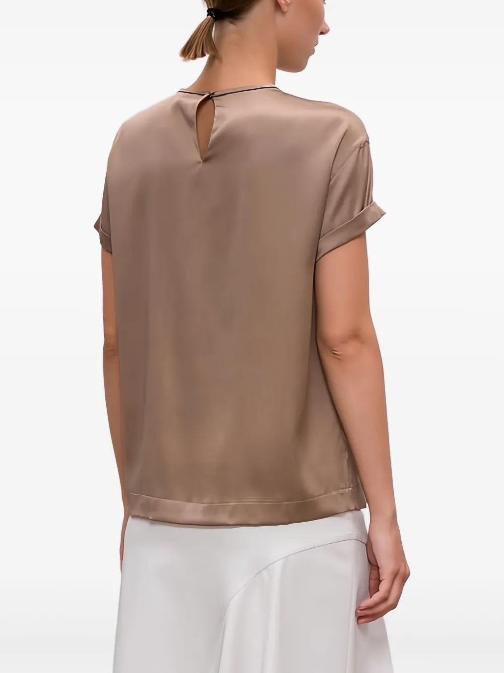 Brunello Cucinelli Blouse van zijdemix Bruin