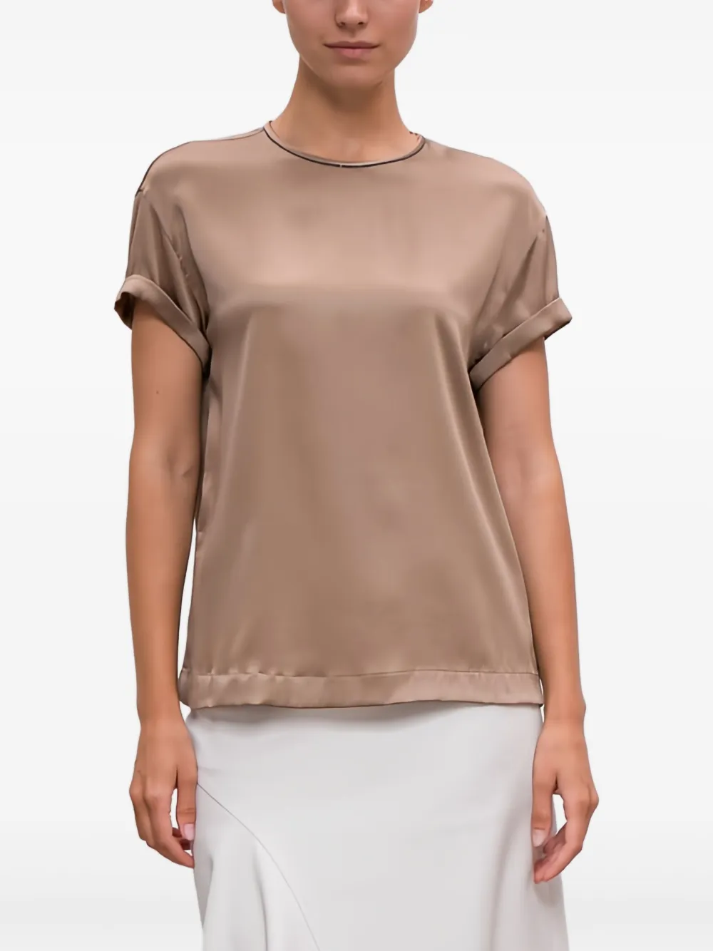 Brunello Cucinelli Blouse van zijdemix Bruin