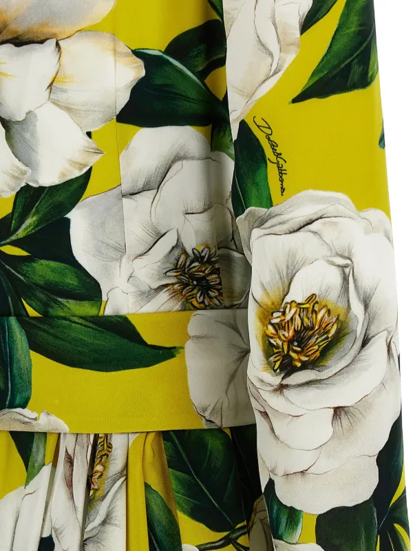 Dolce Gabbana floral-print Belted Dress Green FARFETCH TH