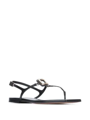 気品【Roger Vivier】アンクルストラップ フラット サンダル レッド Woman ユールック パテント レザー アンクル ストラップ