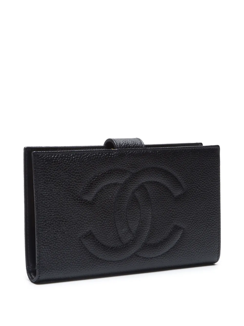 Pre-owned Chanel 1994-1999 Mark Leather Wallet In Black