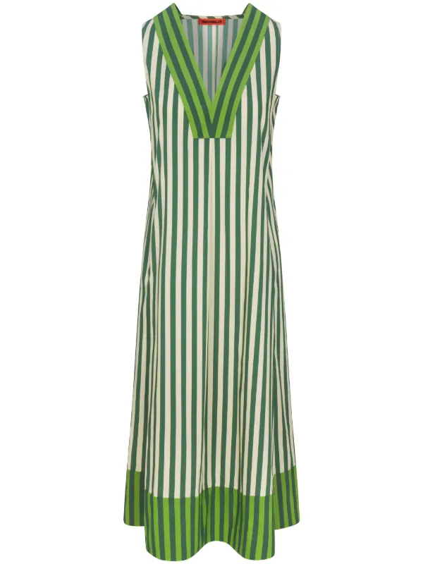 green poplin midi dress Payton Poplin V Neck Tiered Midi Dress Green