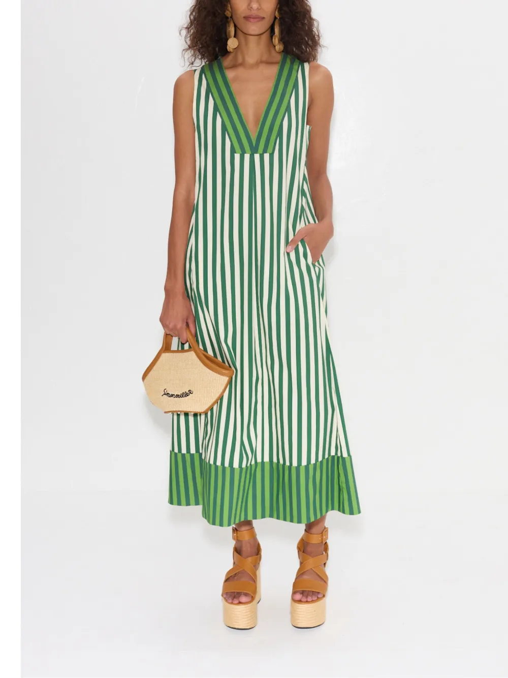 Simon Miller Mar Poplin Midi Dress In Green