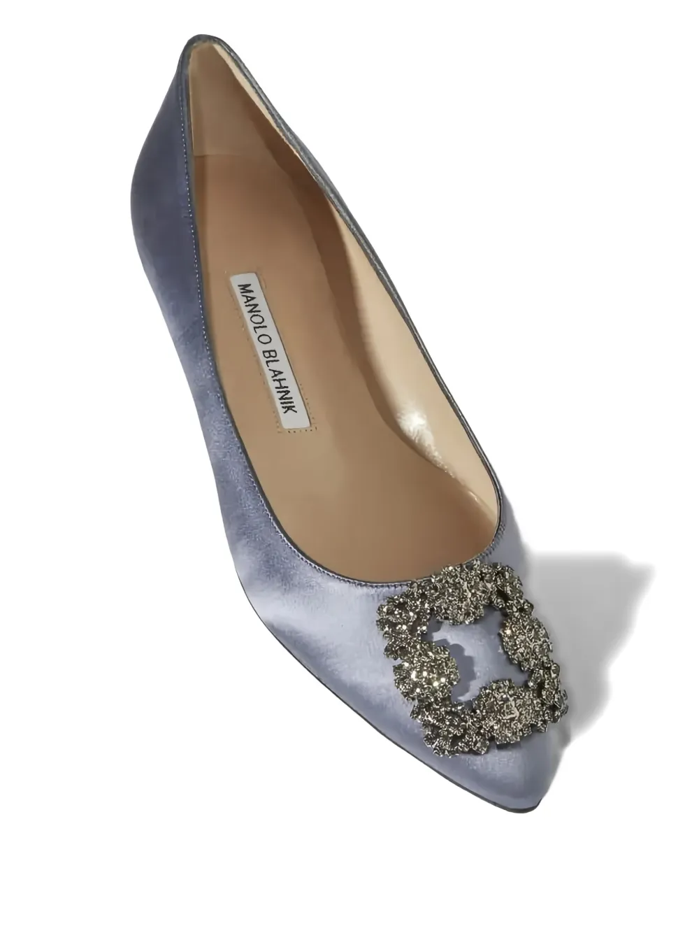 Manolo Blahnik crystal-embellished ballet flats Blue