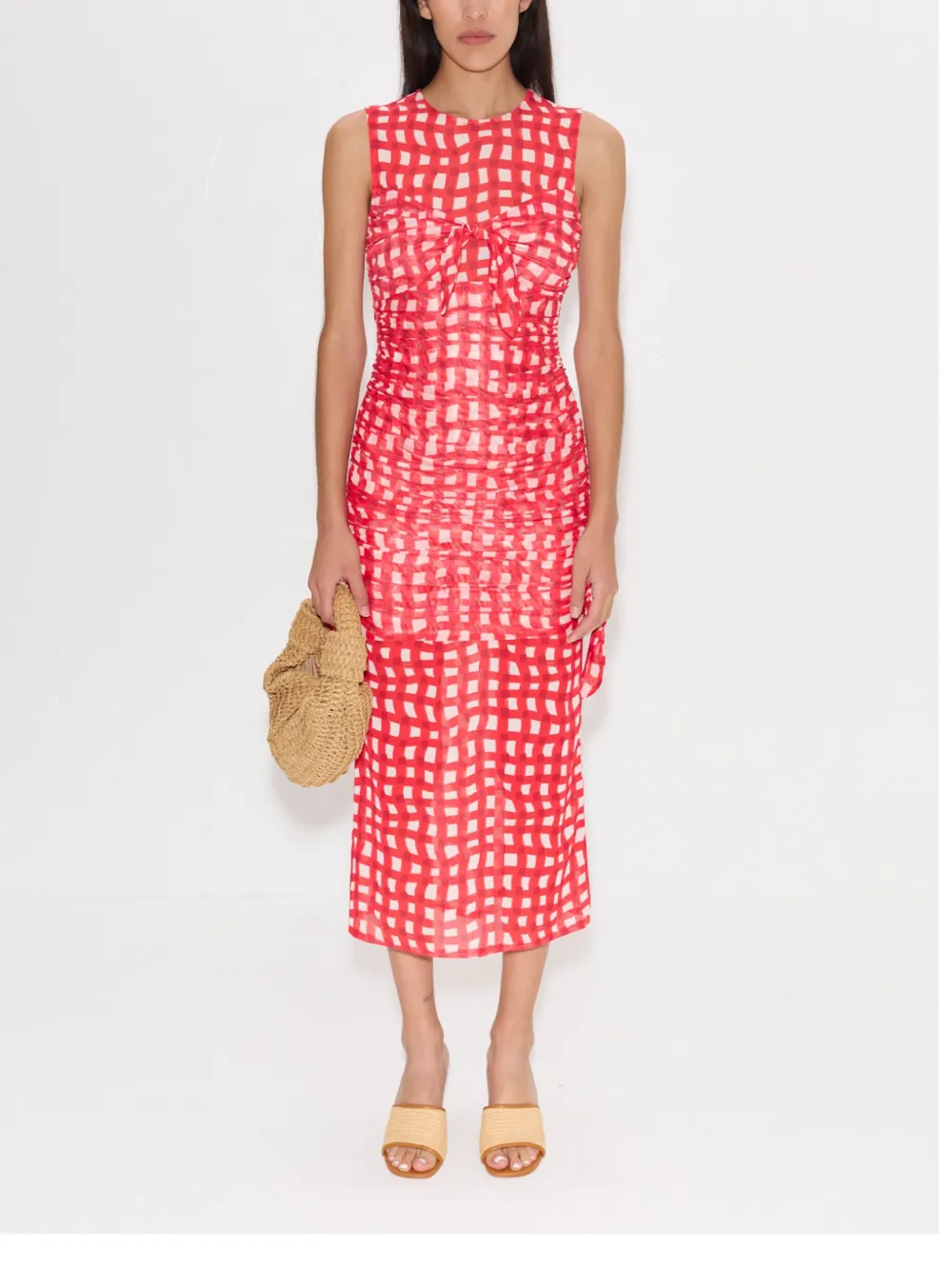 Simon Miller Sonora mesh midi-jurk Rood