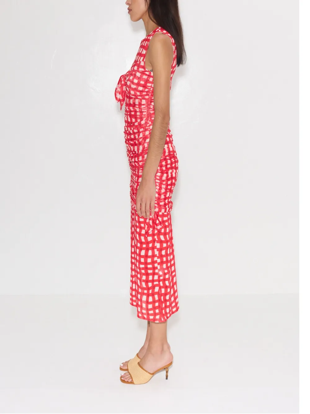 Simon Miller Sonora mesh midi-jurk Rood