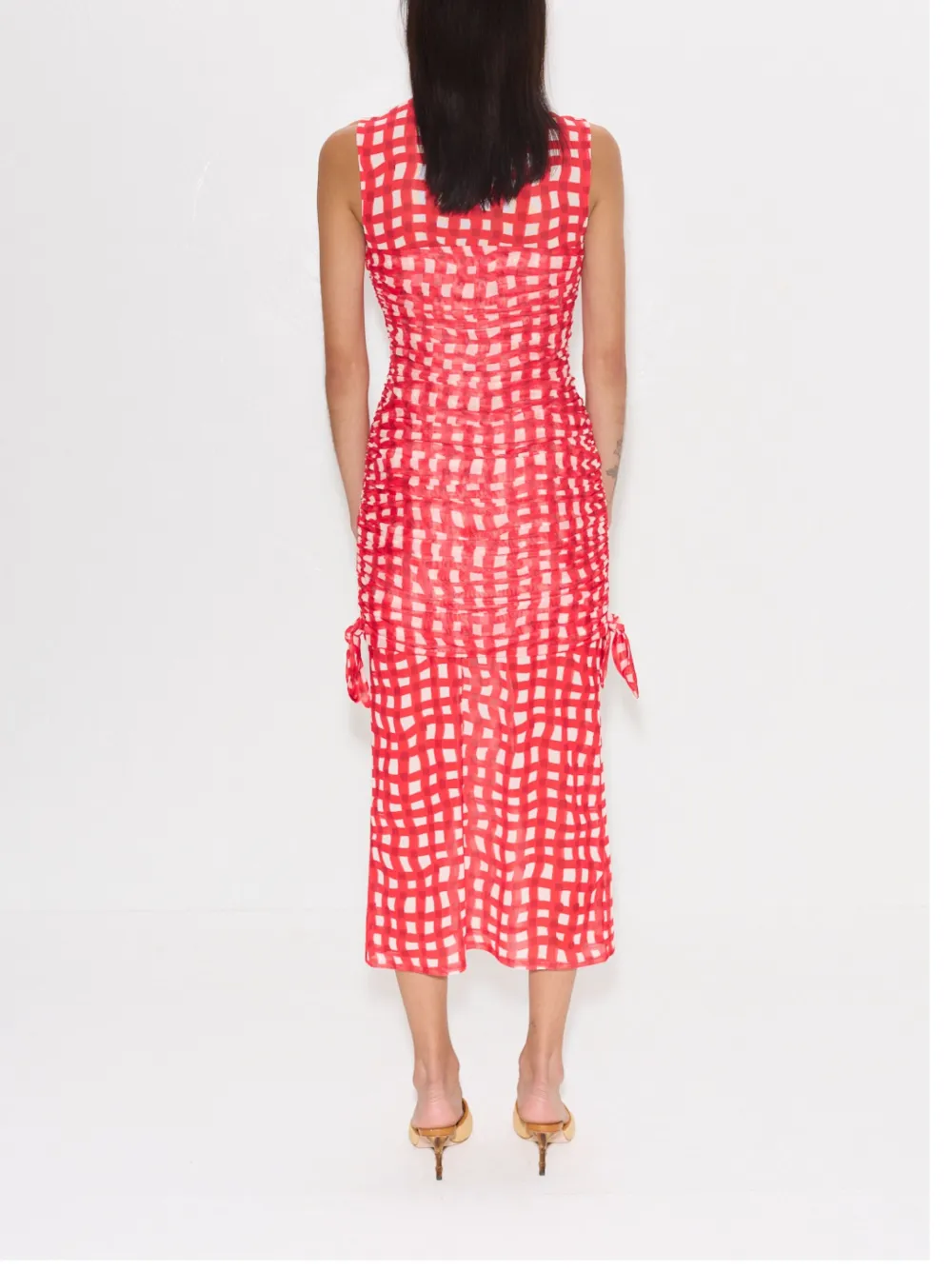 Simon Miller Sonora mesh midi-jurk Rood