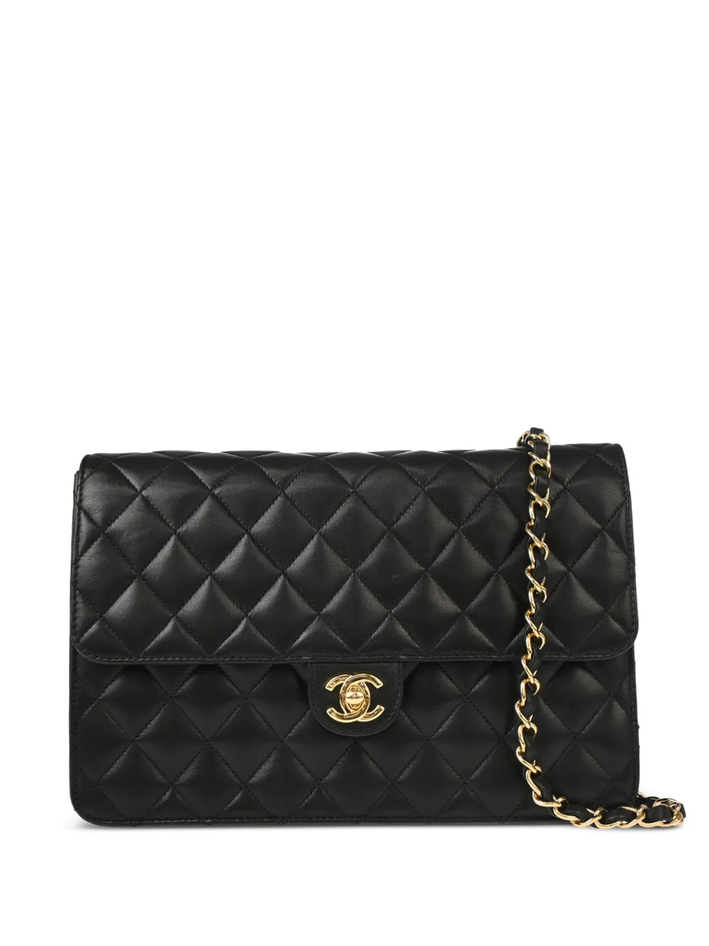 Pre-owned Chanel 2008 Medium Half Flap Shoulder Bag In Black