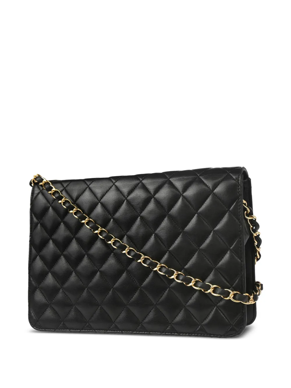 Pre-owned Chanel 2008 Medium Half Flap Shoulder Bag In Black